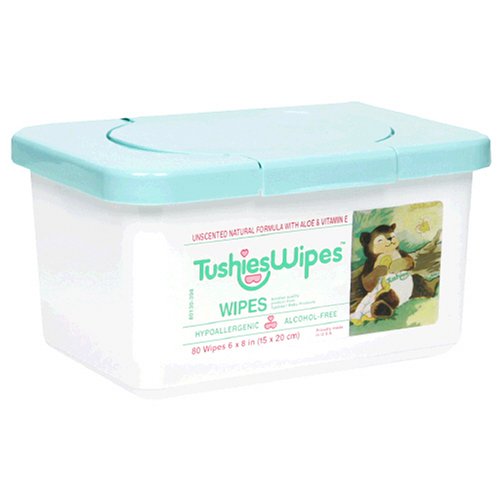 TushiesWipes, Unscented Natural Formula with Aloe, Case Pack, Twelve - 80 Wipe Pop-up Tubs (960 Wipes)