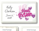 Baby Keepsake: Heart Bubble Design Sweet Sixteen Personalized Mint Container Favors - (Set of 24)