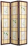 Review Oriental Furniture  / Unique Home Décor - 6ft. Herbal Floral Shoji Privacy Screen Room Divider - 3 Panel Cherry Rosewood