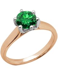 1.35 Ct Round Green SI1/SI2 Diamond 14K Rose Gold Ring