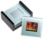 Global Decor Photo Frame Glass Coasters in Wood Stand, Set of 4