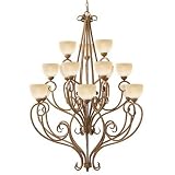 Hinkley Lighting 4819AD Canyon Ridge 15 Light Large Foyer Chandelier in Antique Gold with Champagne Marble glass