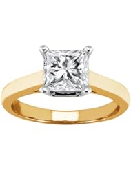 0.80 Ct Princess H/I SI1/SI2 Diamond 14K Yellow Gold Ring