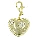 Rhinestone Flowers On Heart Clasp Charm