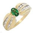 Ring With 0.55ctw Precious Stones - Genuine Clean Diamonds and Tsavorite Garnet Made in 14K Two tone Gold (Size 7)