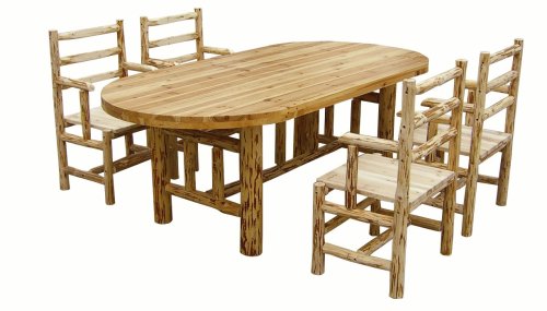 Rush Creek Log Cabin Dining Table w/ Four Chairs