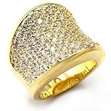 14K Gold Plated Italian Design Sparkling Pave CZ Right Hand Ring