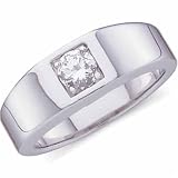 0.50Ct.T.W. Round Brilliant Cut Diamonds, 14Kt. White Gold, High Polished. Men's Diamond Band