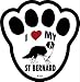 I Love My St. Bernard Pawprint Window Decal w/Suction Cup