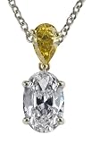 Platinum Oval and Fancy Orange-Yellow Pear Cut Pendant (GIA Certified 2.06 ct D Color, SI2 Clarity and 0.55 ct Fancy Deep Orange-Yellow) 16