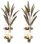 2 Ornate Scroll Wall Metal & Glass Candle Holder Sconce