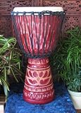 Deep-Carved African-Style Djembe, Antique Red- 23