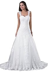 Tulle Applique Lace Wedding Dress  with a Chapel Train 