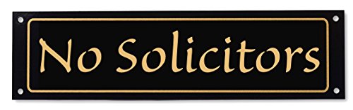 No Solicitors Sign - Classy Look, Durable Steel, Gloss Black (Other Colors Available)