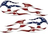 Full Color Reflective American Flag Flame Decals