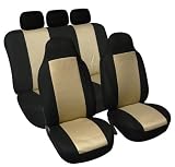 FH-FB102115 Classic Cloth Car Seat Covers Beige / Black color