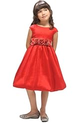 Girls Knee Length Taffeta Flower-Girl Dress 