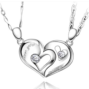 girlfriend boyfriend necklaces connecting personalized engraving hearts half jewelry