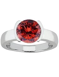 2.20 Ct Round Cognac Red SI1/SI2 Diamond 18K White Gold Ring