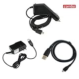 HTC G2 Combo (Micro-USB) Rapid Car Charger + Home Wall Charger + USB Data C ....