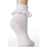 Chaussettes extra douces pour filles, avec dessus ornés de froufrous de dentelle