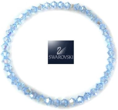 7" Stretch Authentic Austria Swarovski Aquamarine Bracelet