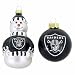 Oakland Raiders Snowman and Ball Mini Blown Glass Ornaments