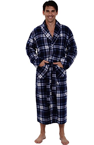 Del Rossa Men's 100% Cotton Flannel Bathrobe Robe