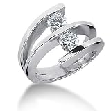 1 Ct Diamond Engagement Ring Wedding Band Round Tension 14k White Gold