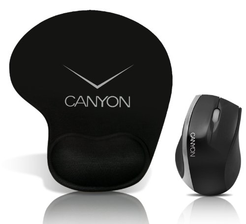 Canyon CNR-MSPACK4S-1 Mauspaket (schnurgebunde optische Maus und Mauspad mit Hanballenauflage) schwarz / silber