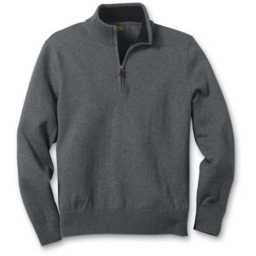 Cotton/Cashmere Half-Zip Sweater Tall L Heather Gray