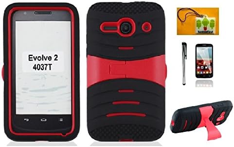 Luckiefind Compatible with Alcatel One Touch Evolve 2/4037, Alcatel Pixi Pulsar A460G, Hybrid Dual Layer Shock-Proof Heavy Duty Case with Kickstand. (Armor Stand Green)