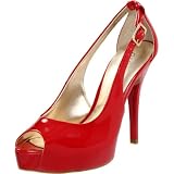 GUESS Women's Hondo3 Peep-Toe Pump,Red,7 M US