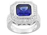 10.04CTW BELLA LUCE TANZANITE COLOR AND WHITE DIAMOND SIMULANT STERLING SILVER RING