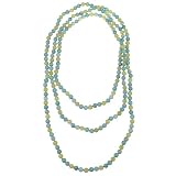 Blue and Green Genuine Multi-Stone Bead Knotted Necklace, 60
