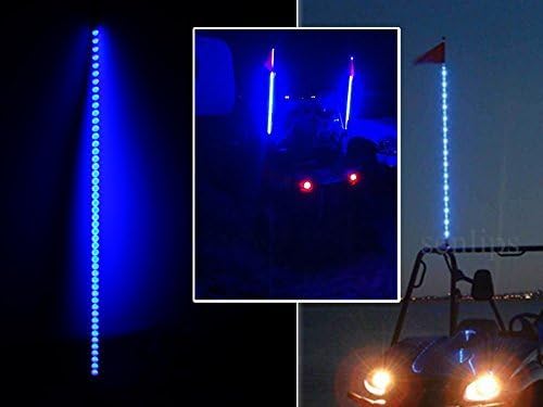 USA BIG SHOP LED Lighted Whip W/ Flag atv utv off road sand dunes LED lighted Whip atv utv antenna 6FT, Blue