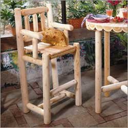 Cedar Log Barstool with Back by Bar Stools