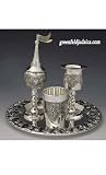 Grapes Motifs Silver Plated 4 Piece Havdalah Set