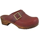 Sanita Urban Wood Clogs in Red Oiled Leather - Factory 2nd