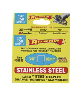 ARROW FASTENER #506SS1 T50 3 8 Stainless Steel Staples
