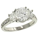 Trapezoid/Round Diamond Ring.69cttw (CZ ctr/ band sep)