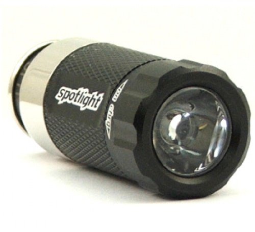 Black LED CAR TORCH - RECHARGEABLE in 12V car socket - aluminium - tough & bright - by Spotlight