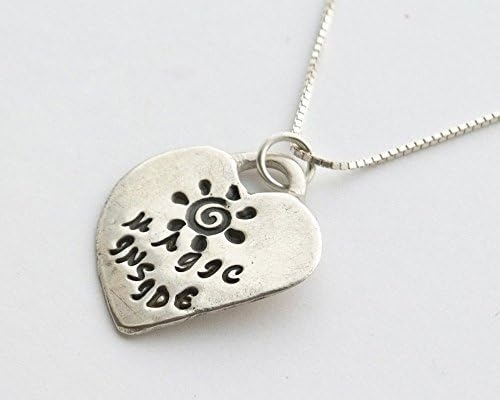 Fine and Sterling Silver Heart Necklace - Magic Inside Necklace - Silver Magic Necklace - Heart Shaped Necklace - Women's Silver Magic Inside Necklace - Gift Necklace - Sun Spiral Necklace