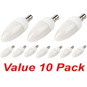 10 Pack of Mini Candle Energy Saving SBC 5w CFL Light bulb in Warm White Small Bayonet Cap