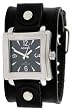 Nemesis #LBB025K Men's Square Premium Wide Leather Cuff Band Watch