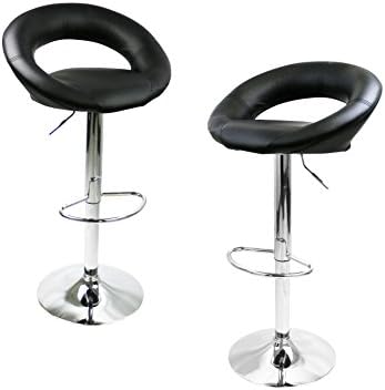 MagshionAdjustable Height Bar Stool Set, Black 2-Piece