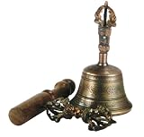 Tibetan 6 Inch Bell with Dorje and Striker - Copper Finish