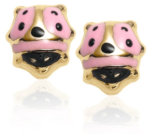 14k Yellow Gold Children's Ladybug Earrings