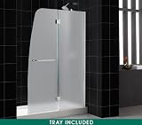 DreamLine Hinge Shower Door Aqua SHTRDR306003101FR1. 30x60, Center Drain, Frosted Glass, Chrome