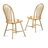 2 Natural Finish Arrow Back Dining Chairs